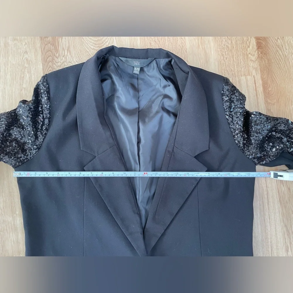 Vintage blazer sequin sleeves black jacket Mossimo XL - Picture 5 of 7